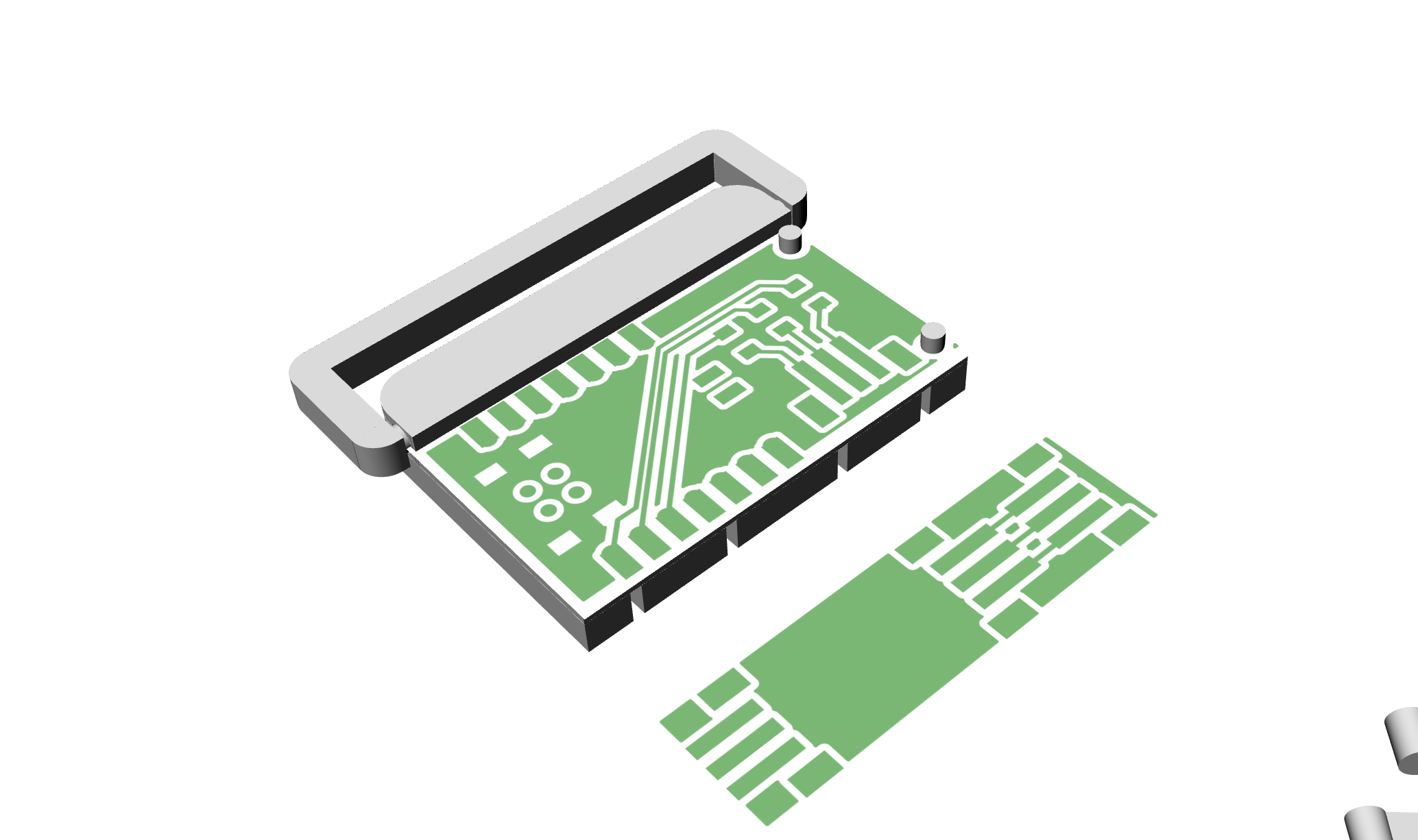 Housing with board gerber overlay, top view